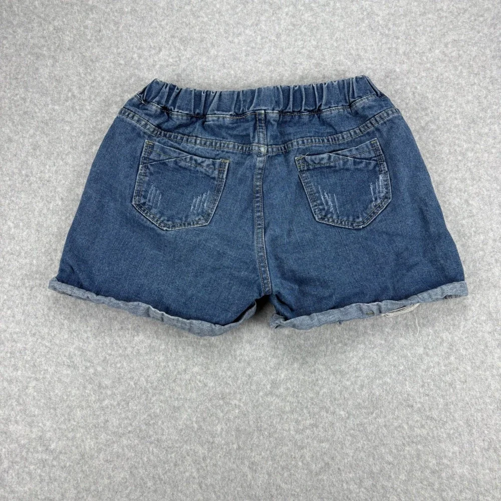 T.A.C. Outfits Denim Shorts Girls 10 Blue Distressed Side Stripe Jean Shorts